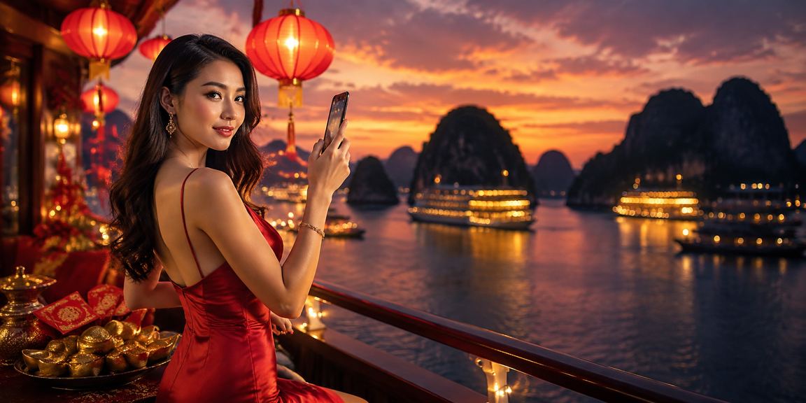 Khung cảnh vịnh Hạ Long về đêm gợi liên tưởng đến trải nghiệm cá cược sôi động tại vltk1